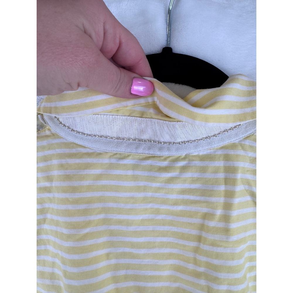 LAFAYETTE 148 Justice Yellow‎ White Stripe Short Sleeve Button Down Shirt X - Picture 6 of 12